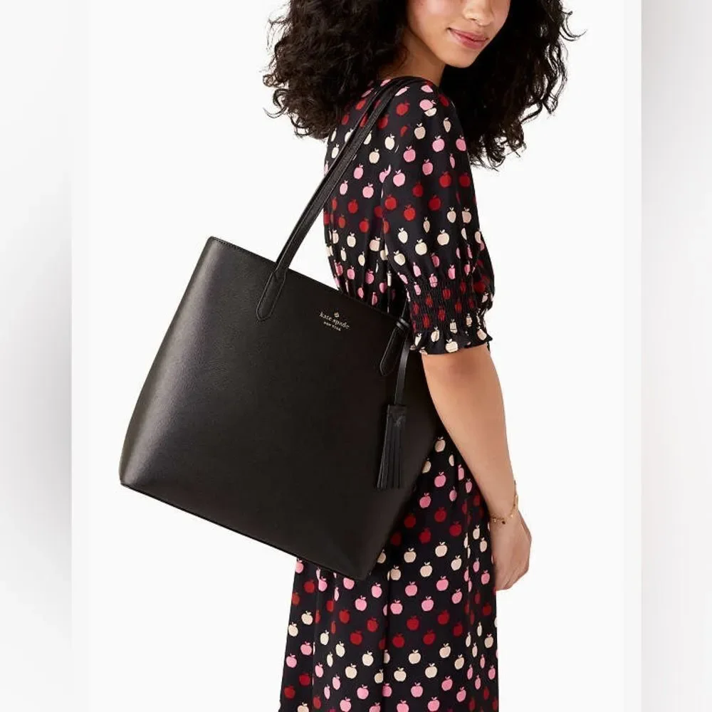 New! Kate Spade Jana Black Saffiano Leather Medium Tote NWT MSRP Retail $359